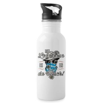 Trachten T-Shirt Herren Trachtenshirt - Trinkflasche mit integriertem Trinkhalm - Weiß - Rechts