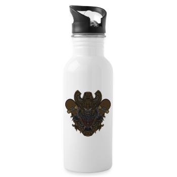 Skateboarder Vikings Boarder Odin Skateboarding - Water bottle with straw - white - Right