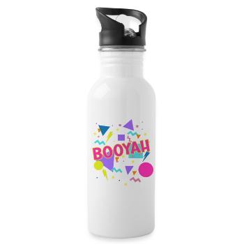 Booyah & 90s Vintage Eighties 1980s Costume Party - Water bottle with straw - white - Right