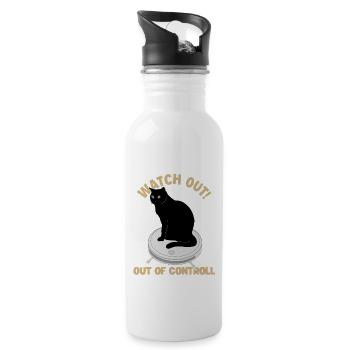 Watch Out Of Controll Kätzchen Hauskatze - Trinkflasche mit integriertem Trinkhalm - Weiß - Rechts