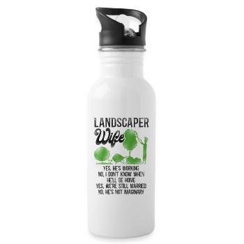 Paysagiste Aménagement Paysager - Gourde avec paille intégrée - blanc - Droite