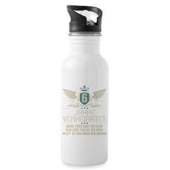 6 years married only 2 mistakes 6.Wedding anniversary - Water bottle with straw - white - Right