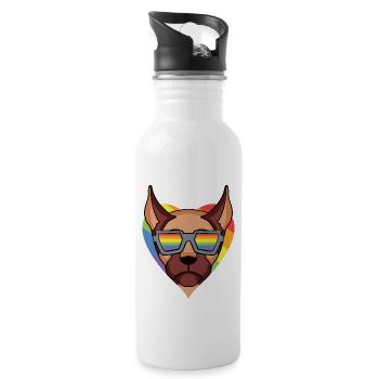 Chien LGBT Great Dane Rainbow - Gourde avec paille intégrée - blanc - Droite