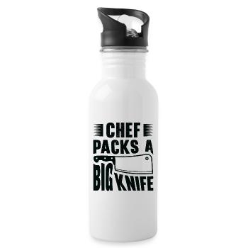 Chefkoch Großes Messer Schneiden Kochen Mahlzeiten - Trinkflasche mit integriertem Trinkhalm - Weiß - Rechts