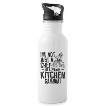 Chef Japanese Samurai Cooking Baking Meals - Water bottle with straw - white - Right