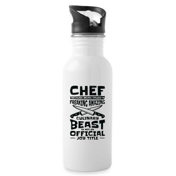 Chef Beast Culinary Art Cooking Baking Meals - Water bottle with straw - white - Right