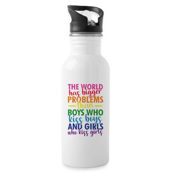 LGBT Tolerance Gay Lesbian - Water bottle with straw - white - Right