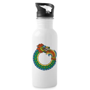 Quetzalcoatl Ouroboros Vieux Serpent Aztèque Ma - Gourde avec paille intégrée - blanc - Droite
