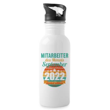 Mitarbeiter des Monats September 2022 - Trinkflasche mit integriertem Trinkhalm - Weiß - Rechts