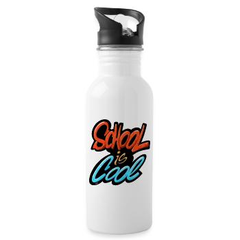 School is cool - Water bottle with straw - white - Right