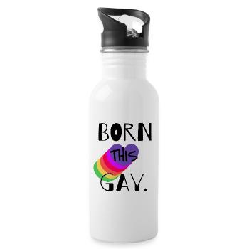 BORN THIS GAY - Trinkflasche mit integriertem Trinkhalm - Weiß - Rechts