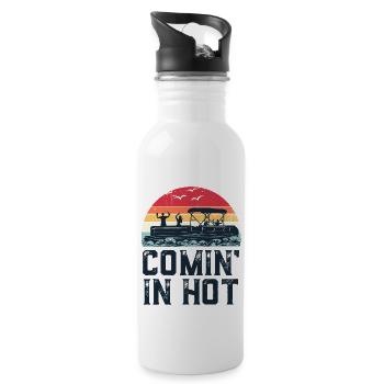 Lustige Pontoon Boat Party Comin 'in Hot Birthday - Trinkflasche mit integriertem Trinkhalm - Weiß - Rechts