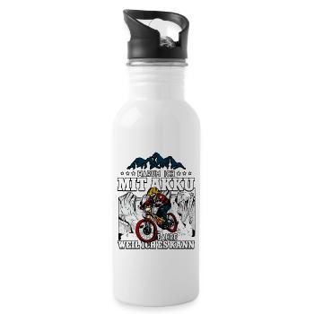 Warum ich mit Akku fahre Pedelec E-Bike - Trinkflasche mit integriertem Trinkhalm - Weiß - Rechts
