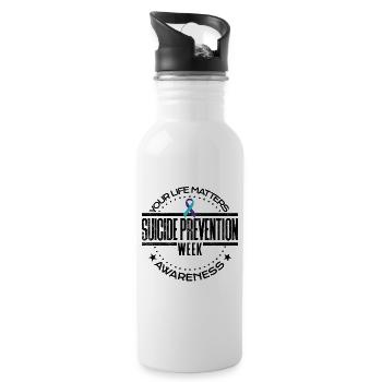 Selbstmordpr�vention Ihr Leben ist wichtig - Trinkflasche mit integriertem Trinkhalm - Weiß - Rechts