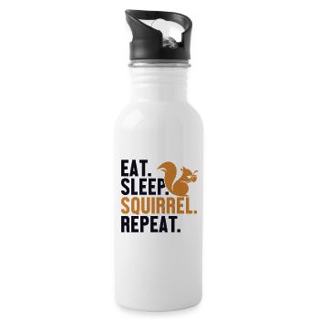 Eat Sleep Squirrel Repeat Grauhörnchen Squirrel - Trinkflasche mit integriertem Trinkhalm - Weiß - Rechts