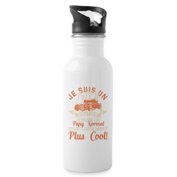 Papy Routier Cadeau Anniversaire Transport Route - Gourde avec paille intégrée - blanc - Droite