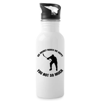 Eishockey Wintersport Eishockeyteam Geschenk - Trinkflasche mit integriertem Trinkhalm - Weiß - Rechts