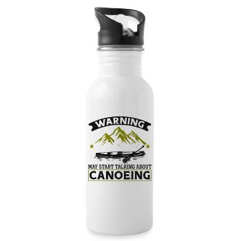 Canoe Canoeing Vintage Warning May - Trinkflasche mit integriertem Trinkhalm - Weiß - Rechts