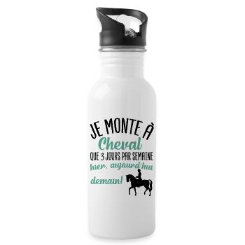 Je monte à cheval que 3 jours par semaine cadeau - Gourde avec paille intégrée - blanc - Droite