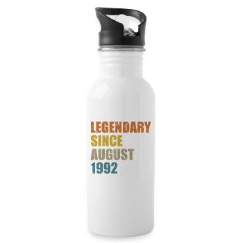Geboren August 1992 30 Jahre 30er 30.Geburtstag - Trinkflasche mit integriertem Trinkhalm - Weiß - Rechts