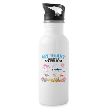 Heart belongs to marine zoologist Marine Biology Sea - Water bottle with straw - white - Right
