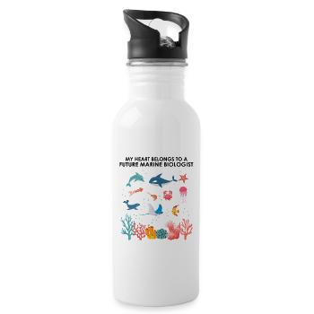 Heart belongs to marine biologist Marine biology sea - Water bottle with straw - white - Right