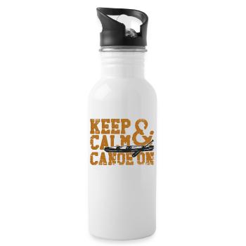 Canoe Canoeing Vintage Keep Calm - Trinkflasche mit integriertem Trinkhalm - Weiß - Rechts