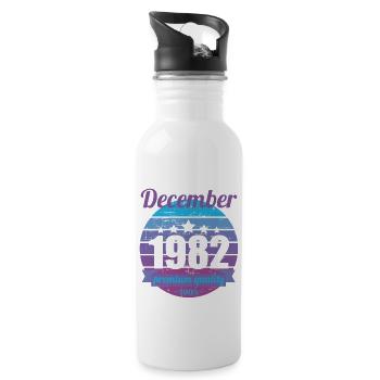 Geboren December 1982 40 Jahre 40er 40.Geburtstag - Trinkflasche mit integriertem Trinkhalm - Weiß - Rechts