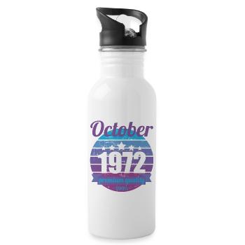 Né en octobre 1972 50 ans 50s 50e anniversaire - Gourde avec paille intégrée - blanc - Droite