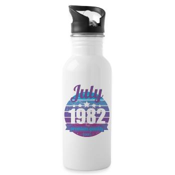 Geboren July 1982 40 Jahre 40er 40.Geburtstag - Trinkflasche mit integriertem Trinkhalm - Weiß - Rechts