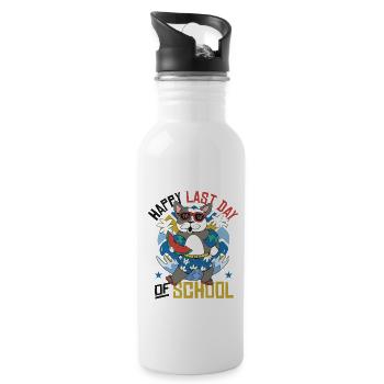 Happy last day of school - Water bottle with straw - white - Right