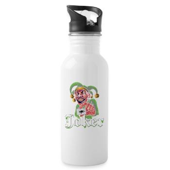 Joker with playing card - Water bottle with straw - white - Right