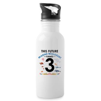 Meeresbiologie Geburtstagsparty Geburtstag 3 Drei - Trinkflasche mit integriertem Trinkhalm - Weiß - Rechts