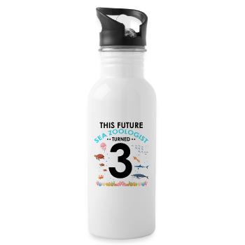 Zooologe Meeresbiologe Geburtstagsparty 3 Jahre - Trinkflasche mit integriertem Trinkhalm - Weiß - Rechts