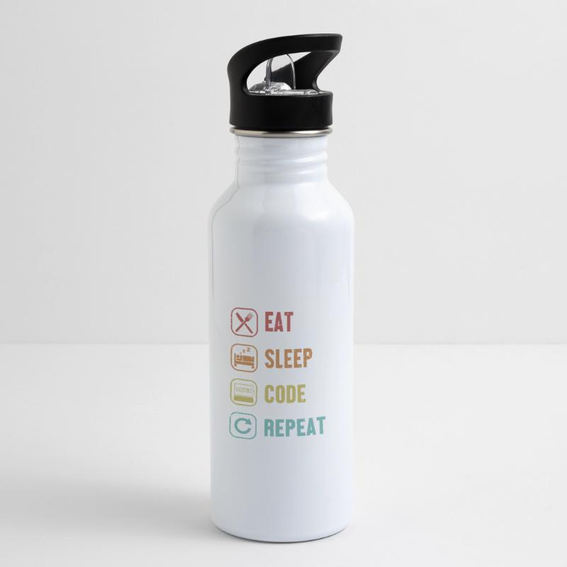 Eat Sleep Code Repeat Software Engineer Coder Gourde avec paille intégrée