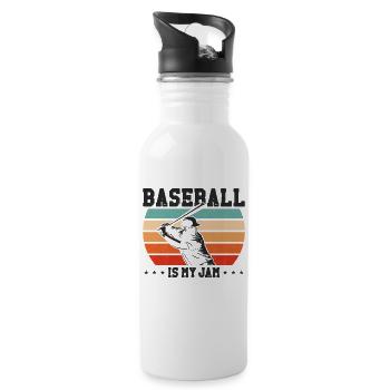Baseball Fan Retro Vintage Batter - Trinkflasche mit integriertem Trinkhalm - Weiß - Rechts