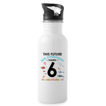 Zooologe Meeresbiologe Geburtstagsparty 6 Jahre - Trinkflasche mit integriertem Trinkhalm - Weiß - Rechts