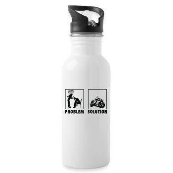 Motorcycle Motorcycle Racers Statement Problem - Trinkflasche mit integriertem Trinkhalm - Weiß - Rechts