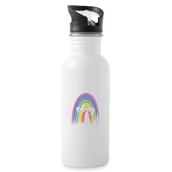 ADALYN Rainbow Cursive - Gourde avec paille intégrée - blanc - Droite