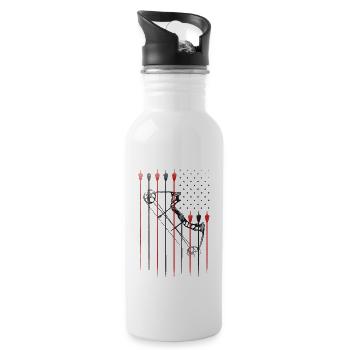 Archery Archer Usa American Flag - Water bottle with straw - white - Right