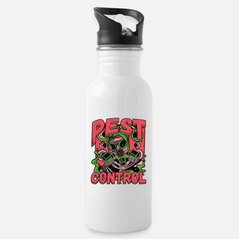 Pest Control Squad Design for a Bug Killer - Trinkflasche mit integriertem Trinkhalm - Weiß