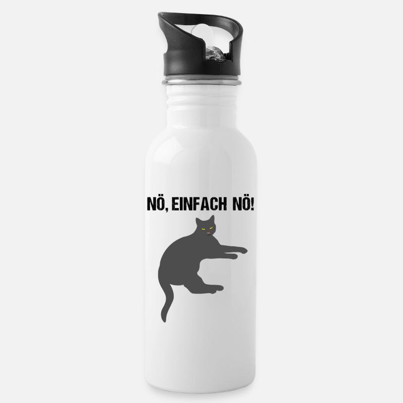 Katze Nö Einfach Nö Lustiger Spruch Geschenk - Trinkflasche mit integriertem Trinkhalm - Weiß