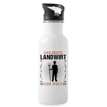 Landwirt Bauer Beruf Landwirtschaft Geschenk - Trinkflasche mit integriertem Trinkhalm - Weiß - Rechts