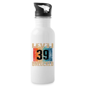 Birthday Happy Birthday Level Unlocked 39 years - Water bottle with straw - white - Right