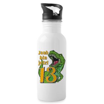 GEBURTSTAG Jaah bin jetzt 13 - Trinkflasche mit integriertem Trinkhalm - Weiß - Rechts