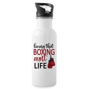 Boxing Aunt Gift Box Aunt By Boxer Proud Aunt - Water bottle with straw - white - Right