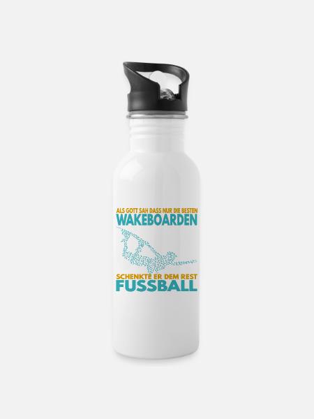 Als Gott sah, dass nur die besten Wakeboarden .. - Trinkflasche mit integriertem Trinkhalm - Weiß