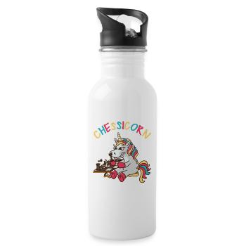 Chessicorn Unicorn Chess Wordplay - Water bottle with straw - white - Right