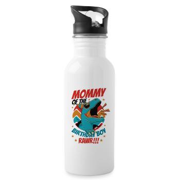 Dinosaurier Mama des Geburtstags Jungen - Trinkflasche mit integriertem Trinkhalm - Weiß - Rechts
