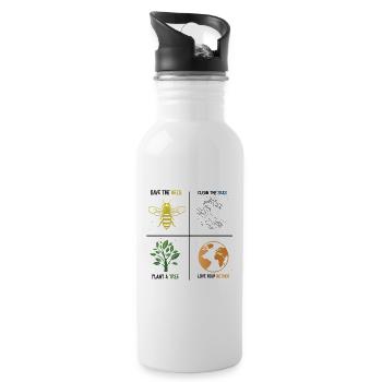 Rette die Bienen Pflanze mehr Bäume Tag der Erde - Trinkflasche mit integriertem Trinkhalm - Weiß - Rechts